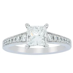 18ct White Gold 1.00ct Princess Cut Diamond Vantage Ring