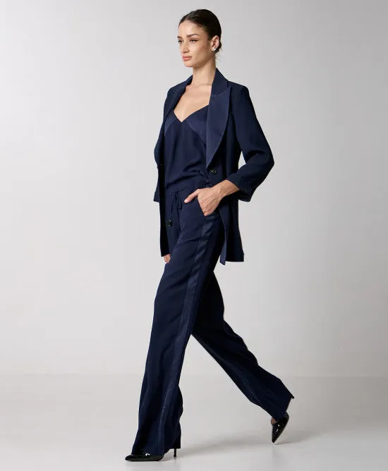 Access Fashion Navy Blazer With Satin Detail