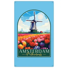 Amsterdam Netherlands Design B Souvenir Metal Sign 9 x 15