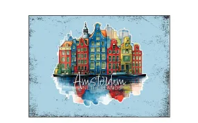 Amsterdam Netherlands Design C Souvenir Wood sign with frame 5x7