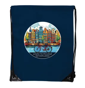 Amsterdam Netherlands Design D Souvenir Cinch Bag with Drawstring Backpack