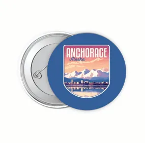 Anchorage Alaska Aesthetic Cityscape Design Souvenir Small 2-Inch Button Pin 4 Pack