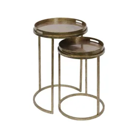 Antiqued Gold Effect Set of Two Side Tables