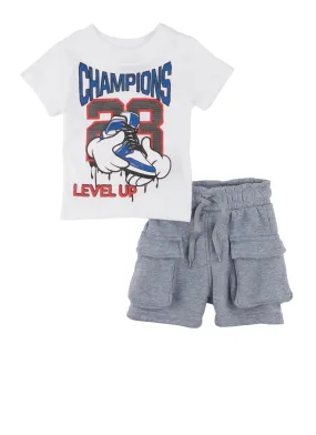 Baby Boys 0-9M Champions Graphic Tee and Cargo Shorts