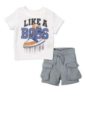 Baby Boys 0-9M Like A Boss Graphic Tee and Cargo Shorts