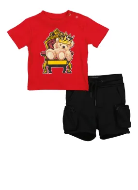 Baby Boys Bear King Graphic Tee and Cargo Shorts