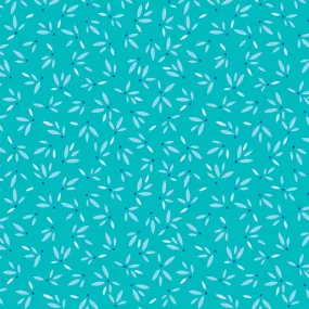 Benartex Flora & Fauna: MIDNIGHT 17054 84 Leaves Turquoise By The Yard