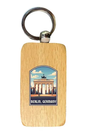 Berlin Germany Design A Souvenir 2.5x1-Inch Souvenir Wooden Keychain