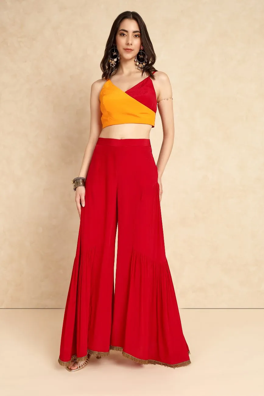 BERRY RED GHARARA PANTS