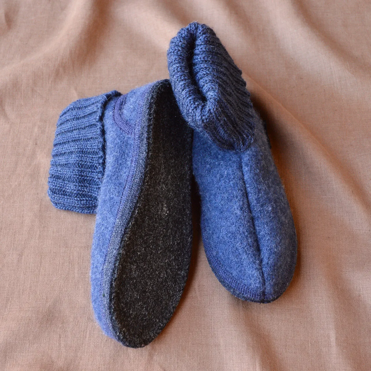 Boiled Wool Slipper Boots - Karl - Denim (Adults 36-42)