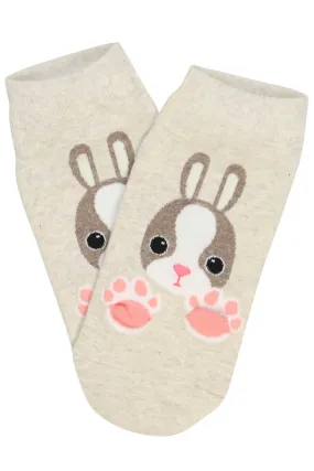 Bunny Face Socks Beige