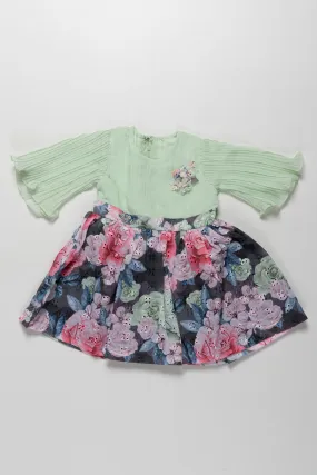 Charming Girls Fancy Floral Frock with Embroidered Detail