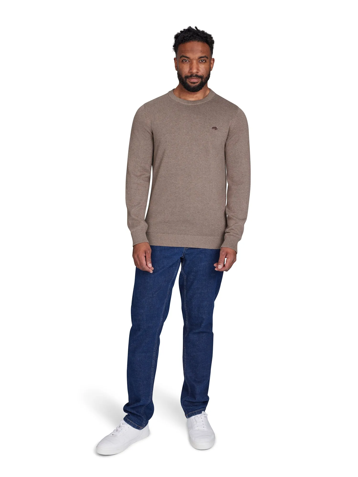 Classic Crew Neck Cotton/Cashmere Knit - Toast