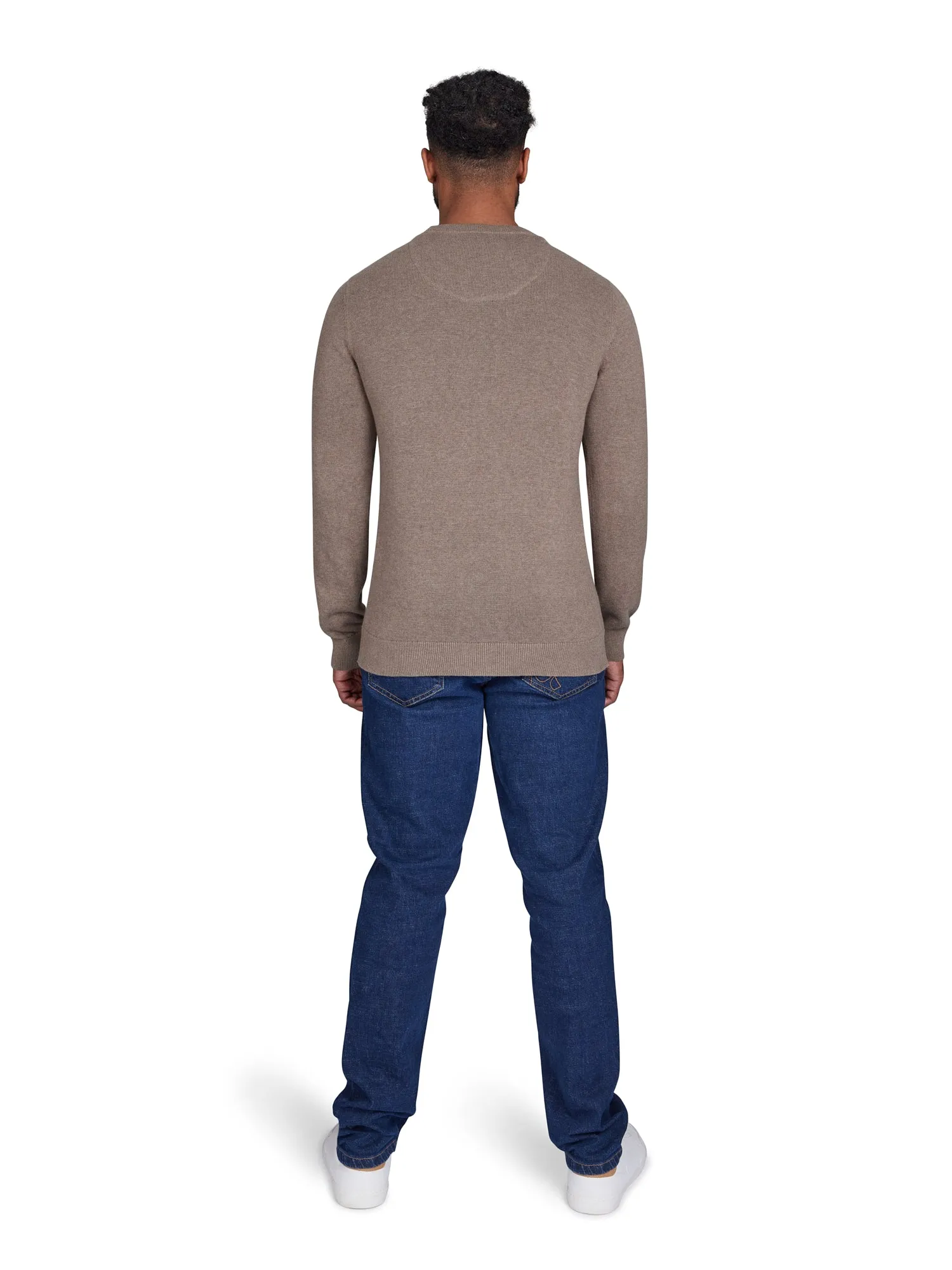 Classic Crew Neck Cotton/Cashmere Knit - Toast