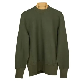 Crewneck fleece sweatshirt in dark olive cotton and lyocell