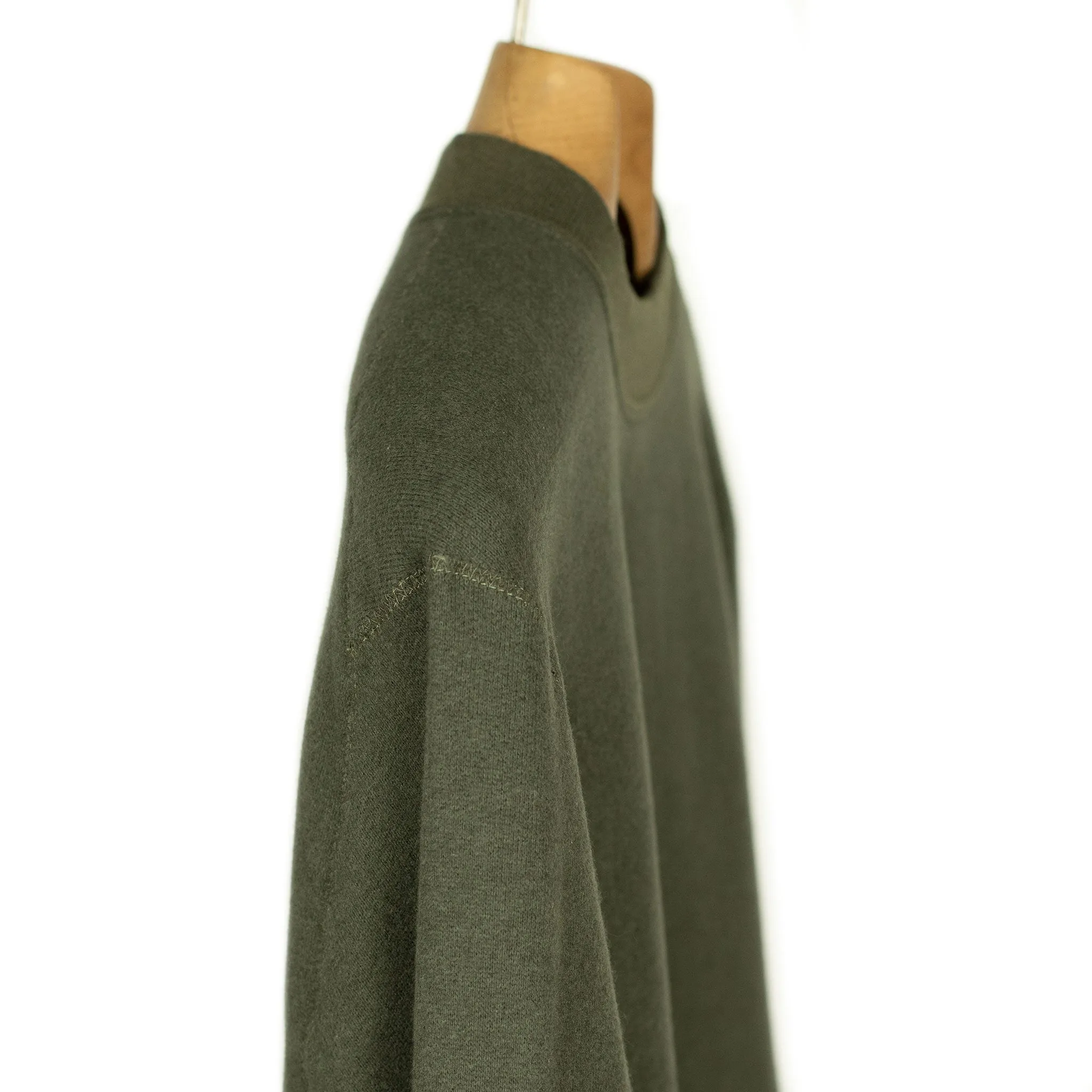 Crewneck fleece sweatshirt in dark olive cotton and lyocell