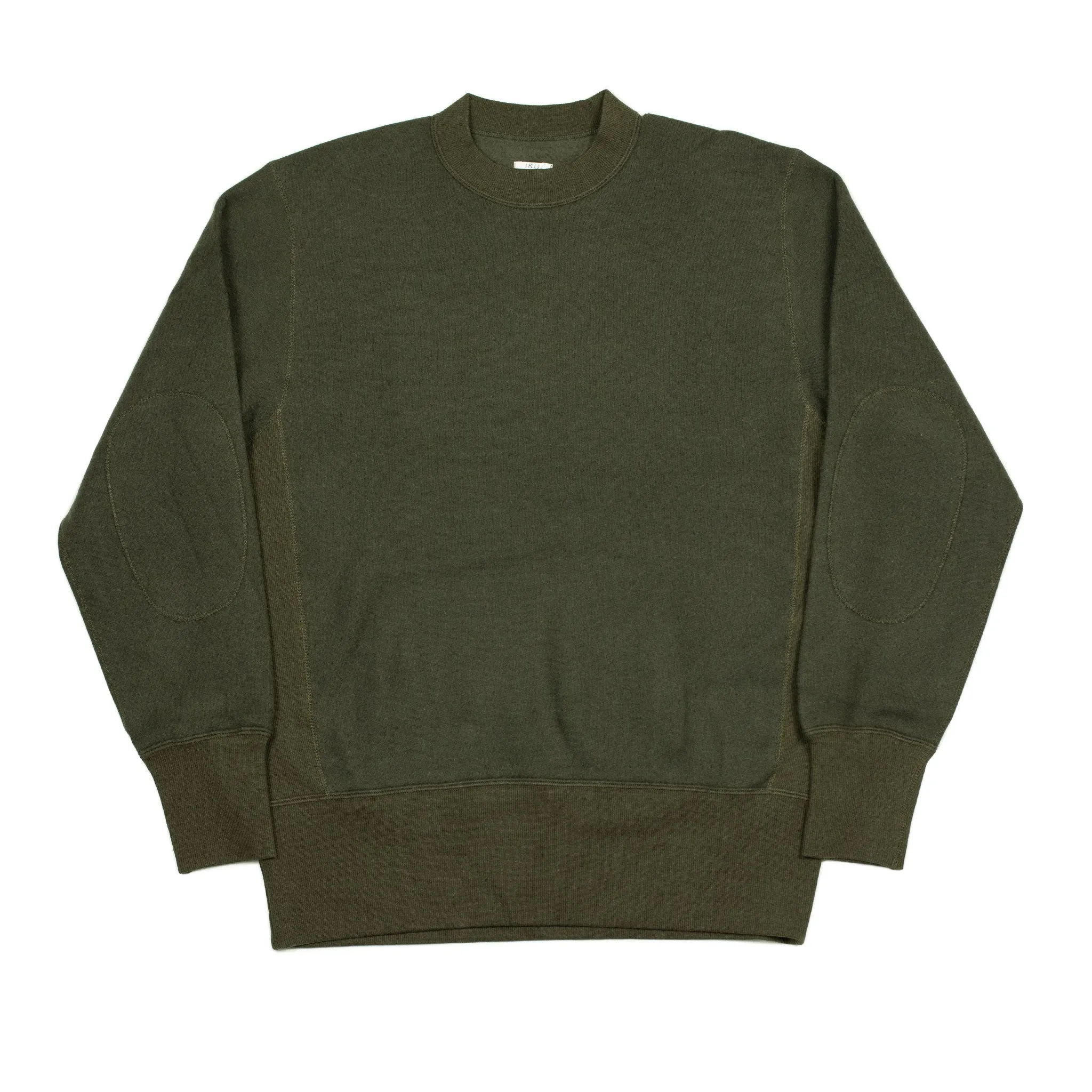 Crewneck fleece sweatshirt in dark olive cotton and lyocell