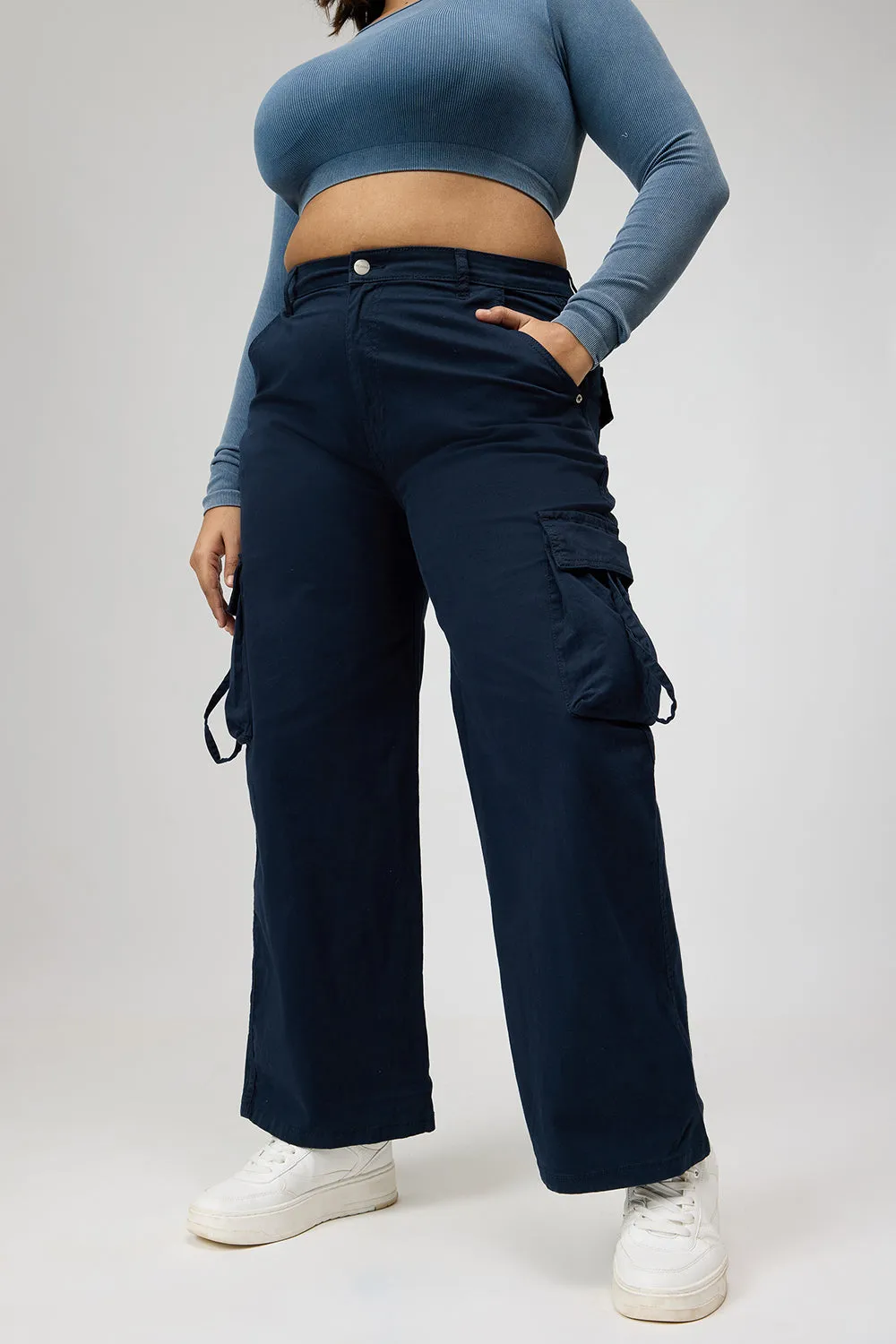 Curve Deep Blue Cargo Pants