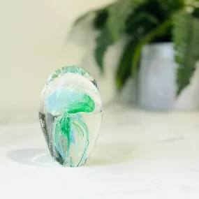 Dome Glow in The Dark Jellyfish Paperweight 1, Blue Green