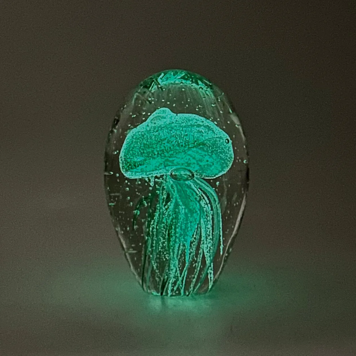 Dome Glow in The Dark Jellyfish Paperweight 1, Blue Green