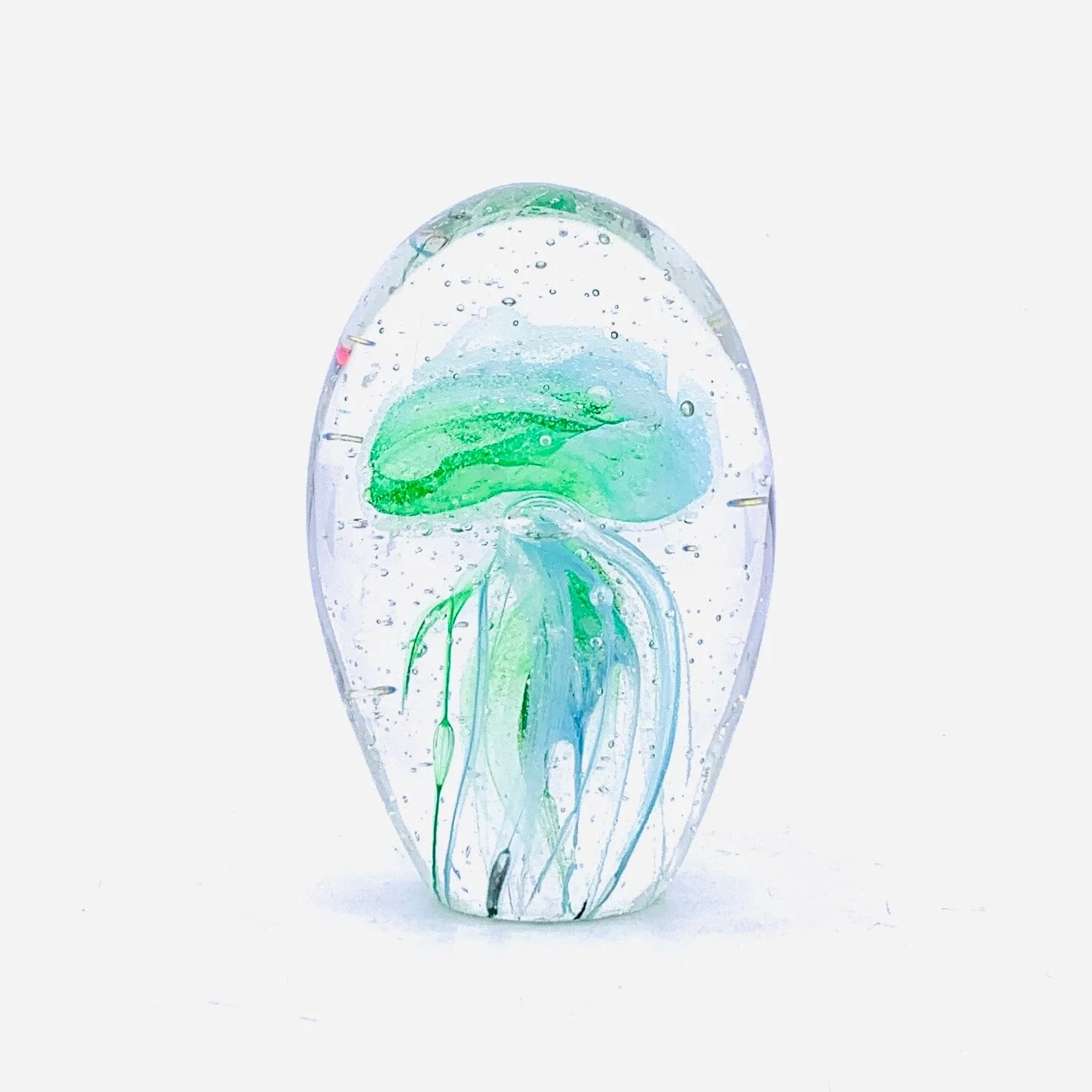 Dome Glow in The Dark Jellyfish Paperweight 1, Blue Green