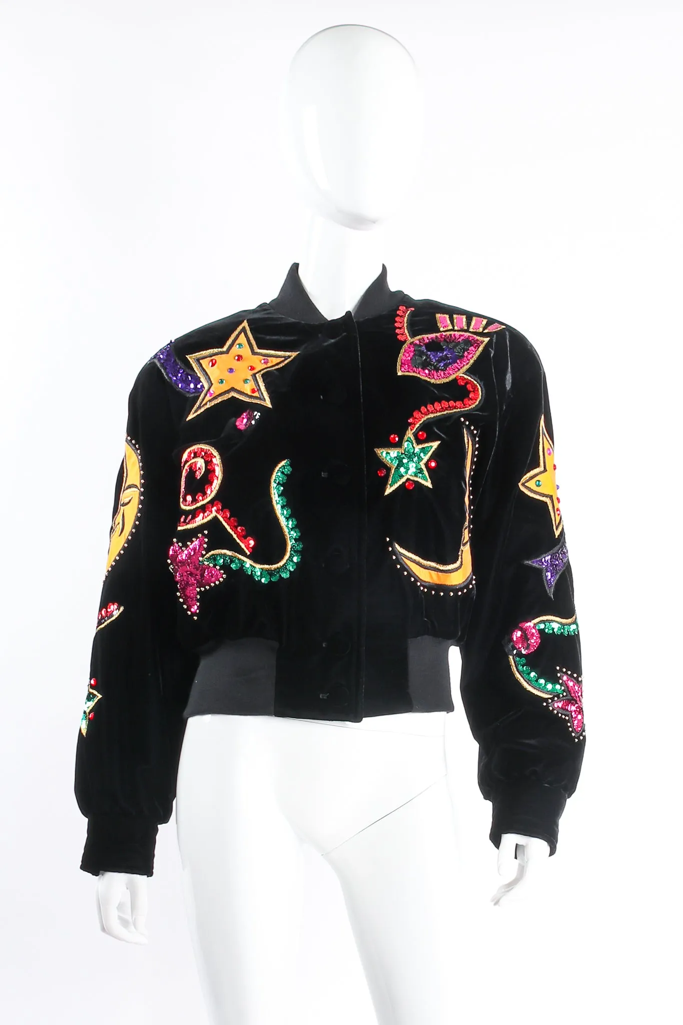 Embellished Moon & Stars Bomber Jacket