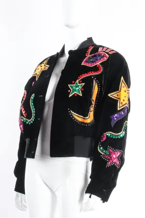 Embellished Moon & Stars Bomber Jacket