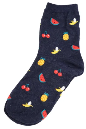 Fruit Salad Cotton Socks Navy