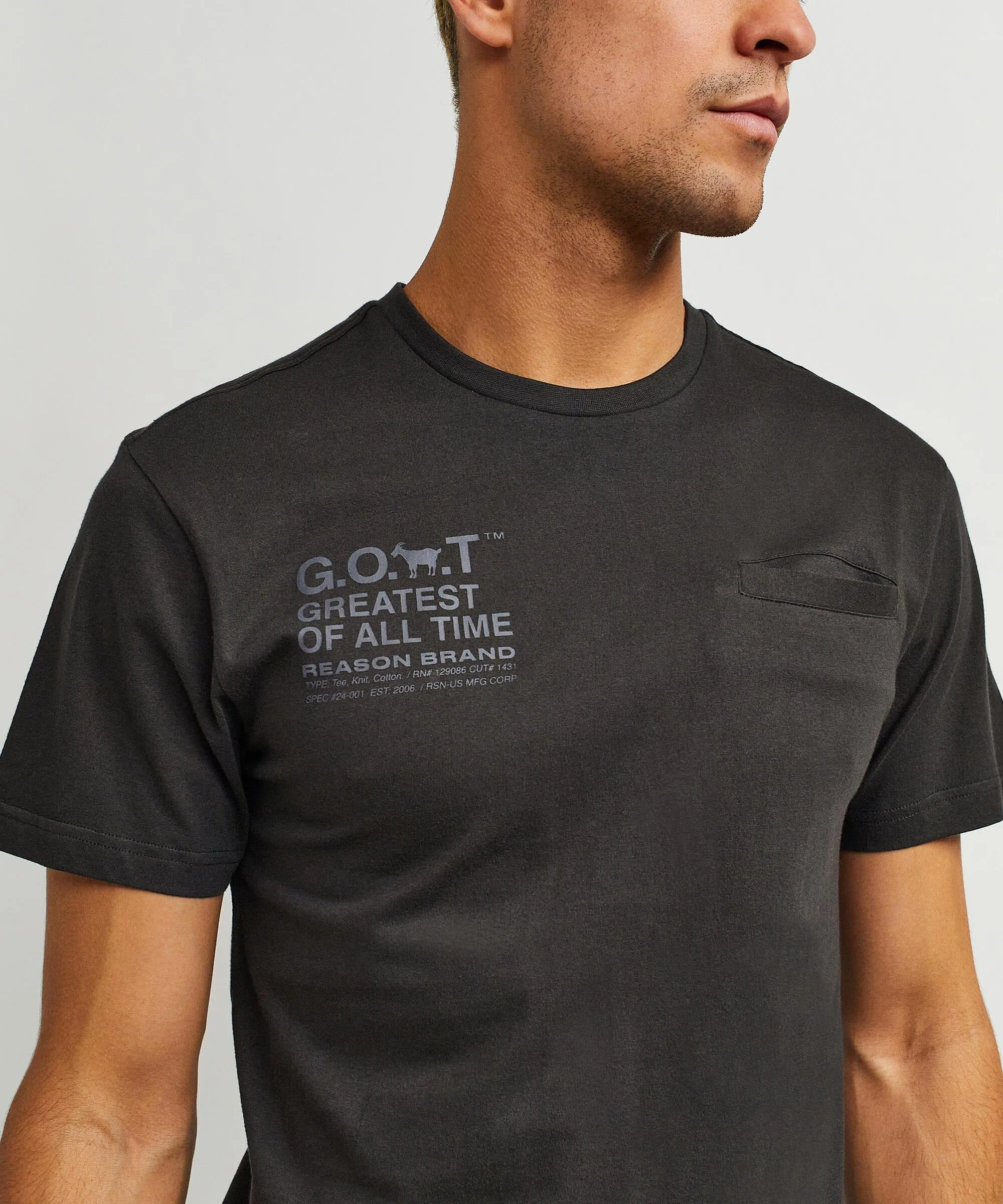 Goat Utility Stretch Tech Nylon Cargo Short Sleeve Tee Shirt - Black