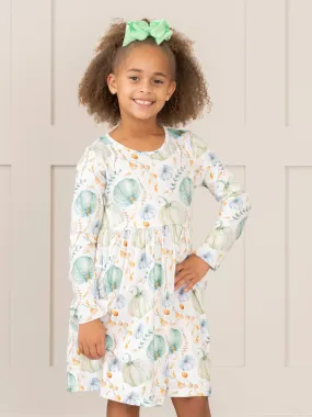 Green & Blue Pumpkin Pocket Dress