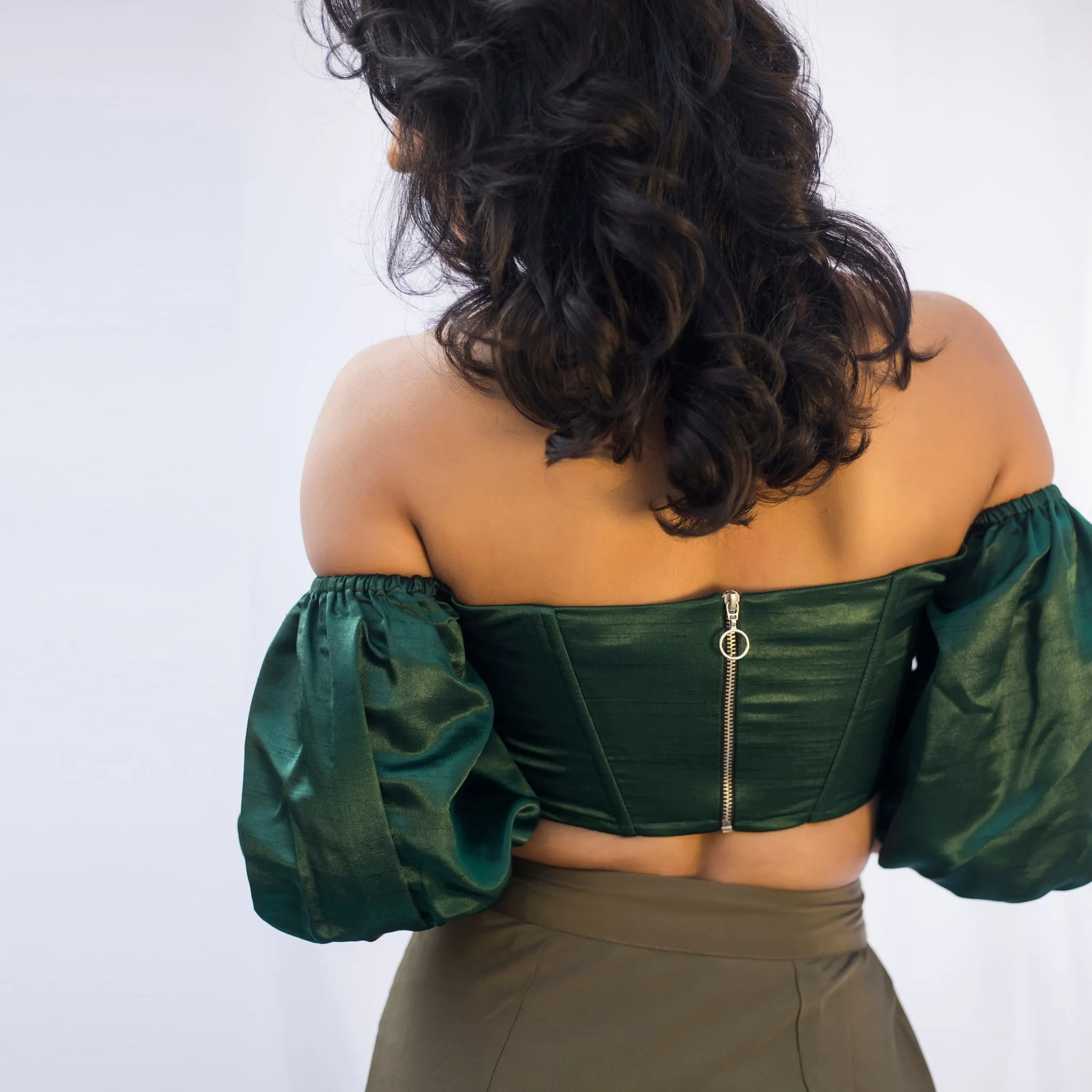 Loretta Emerald Silk Corset Top