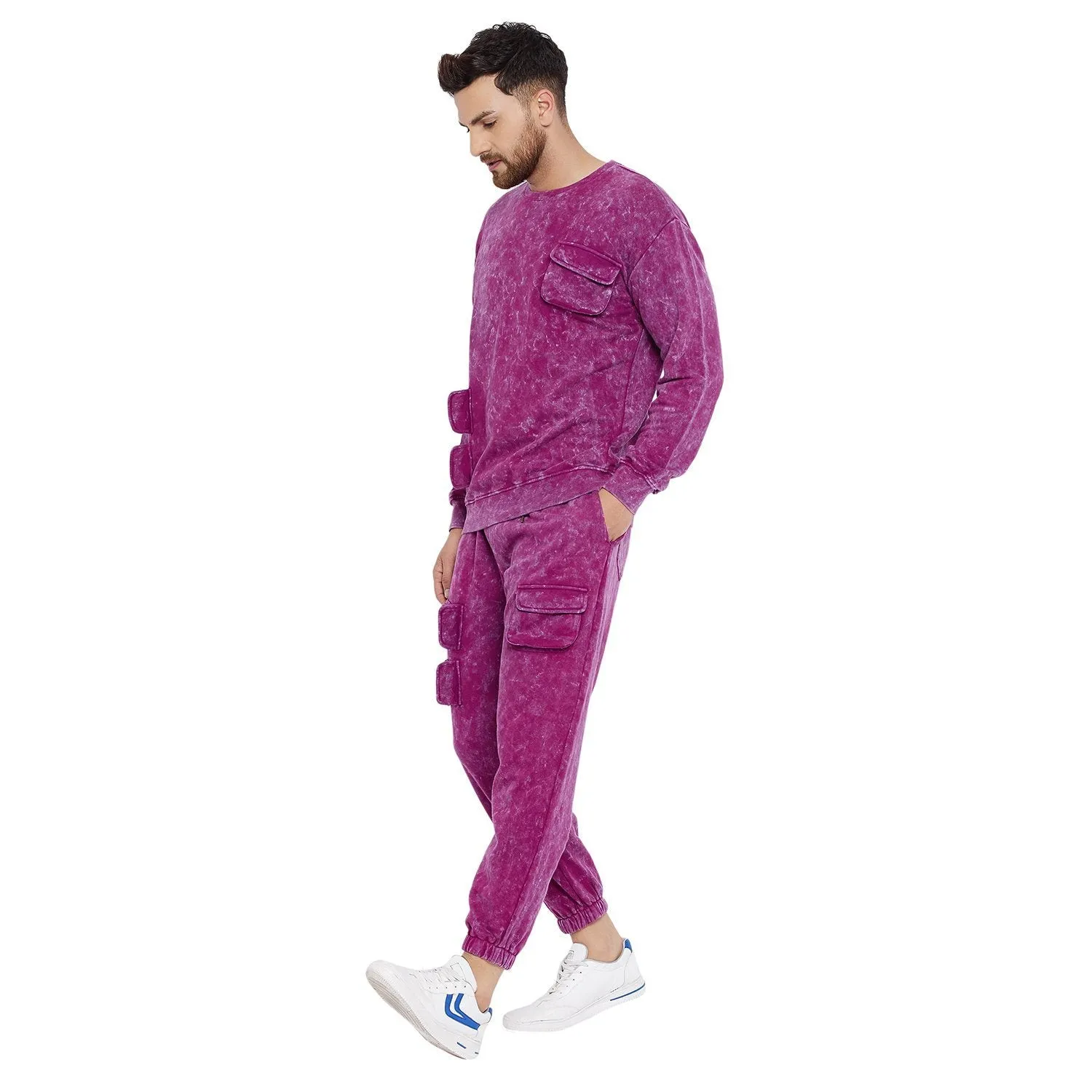 Magenta Washed Oversized Cargo Combo Tracksuit