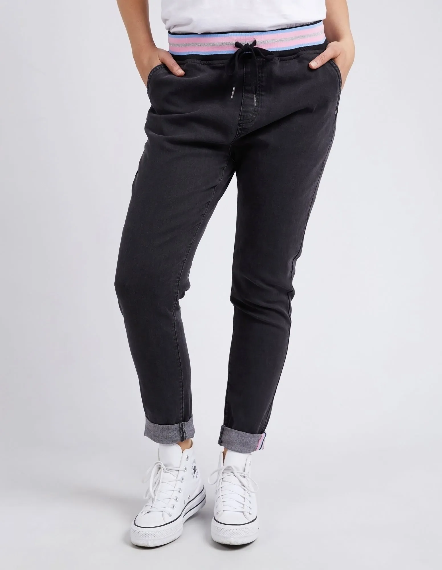 Melody Denim Jogger Washed Black