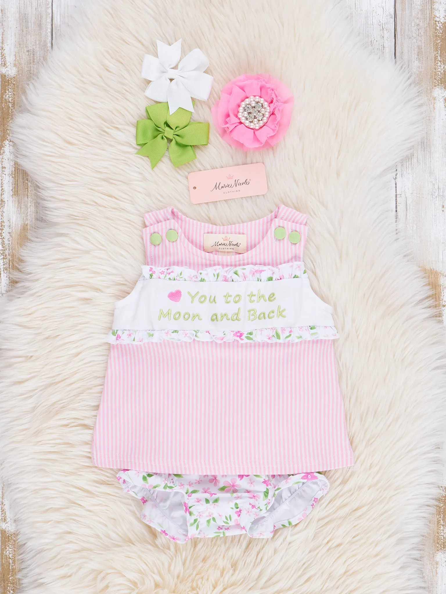 Pink Floral Moon & Back Bloomers Outfit