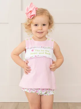 Pink Floral Moon & Back Bloomers Outfit