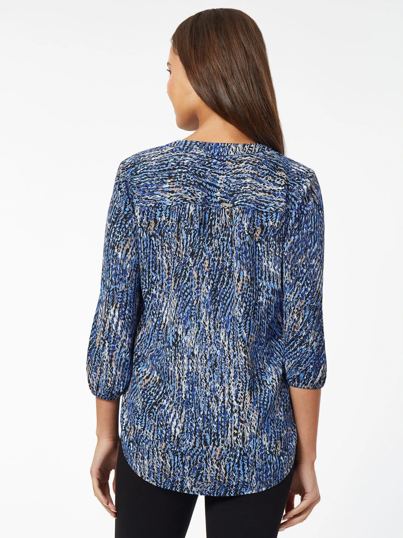 Printed V-Neck Pleated Kelly Blouse