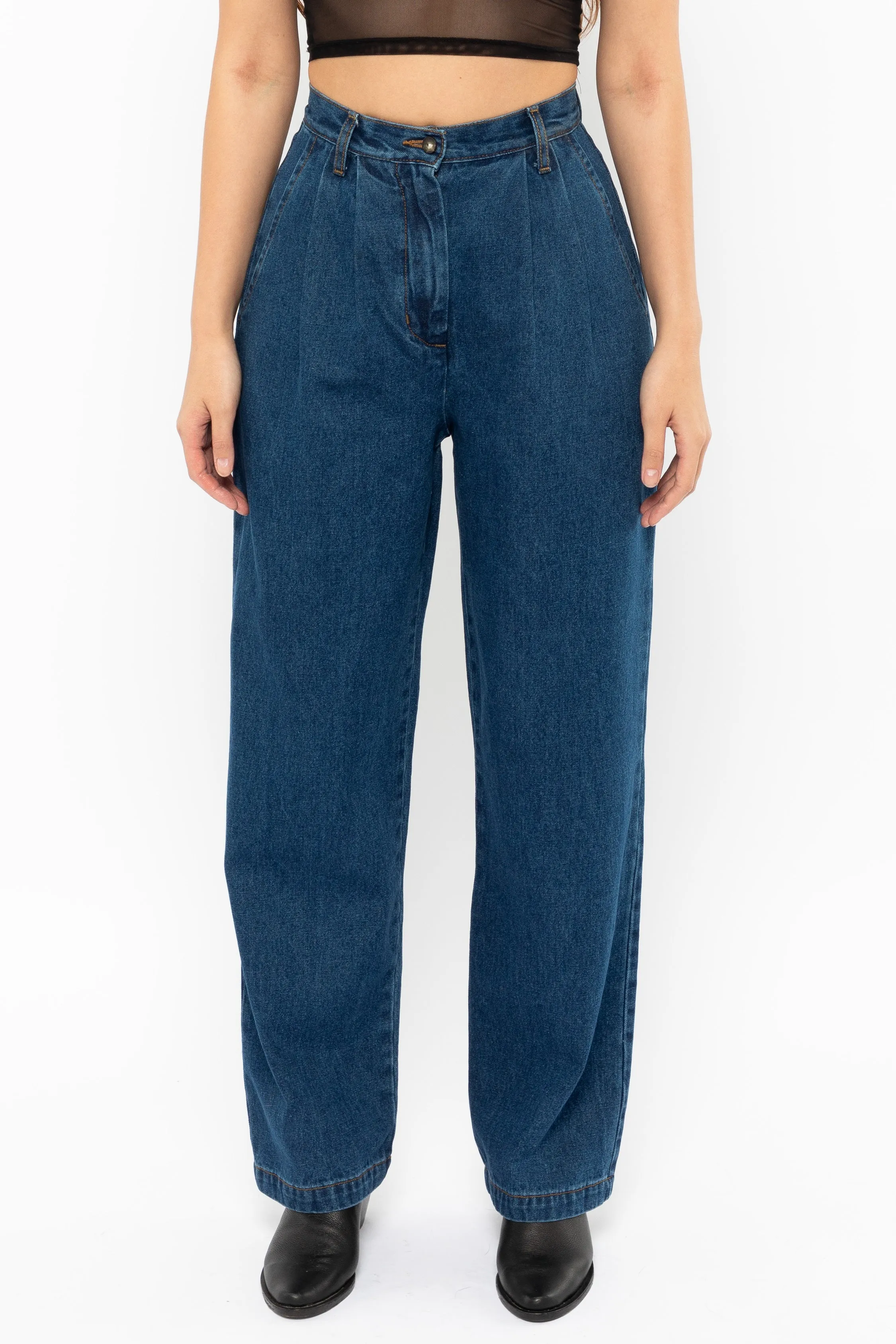 RDNW350 - Pleated Denim Straight Leg Pant