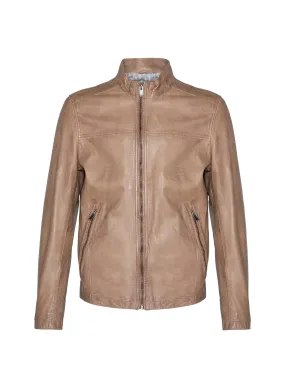 Regency Leather Jacket in Stone