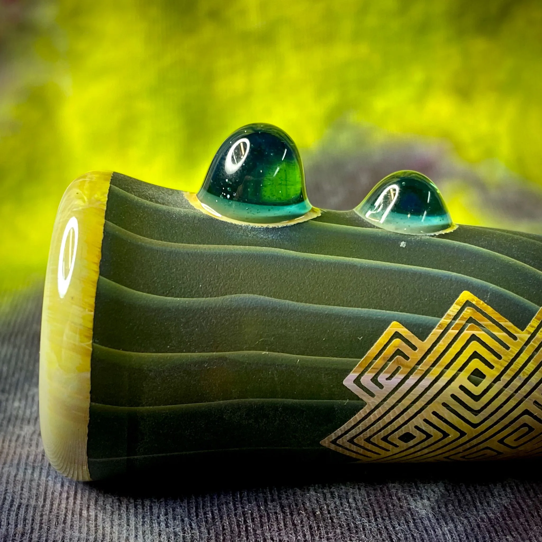 Sandblasted Sacred Geometry Chillum by Little B Glass