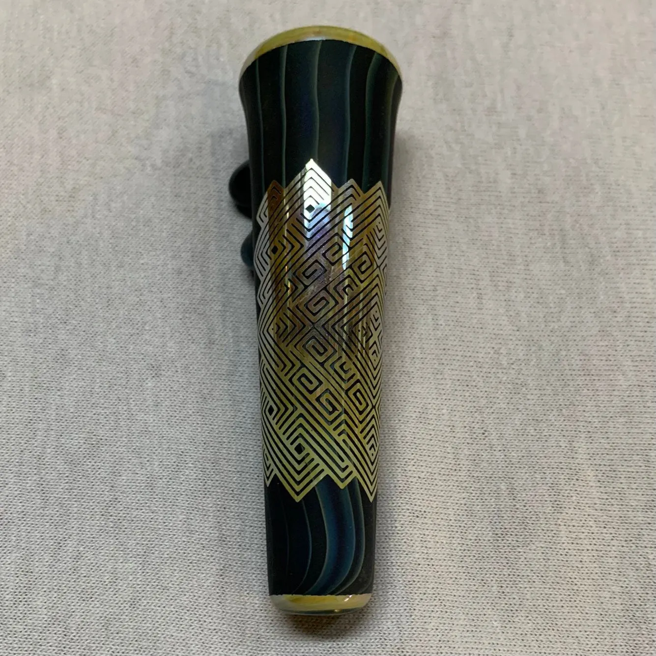 Sandblasted Sacred Geometry Chillum by Little B Glass