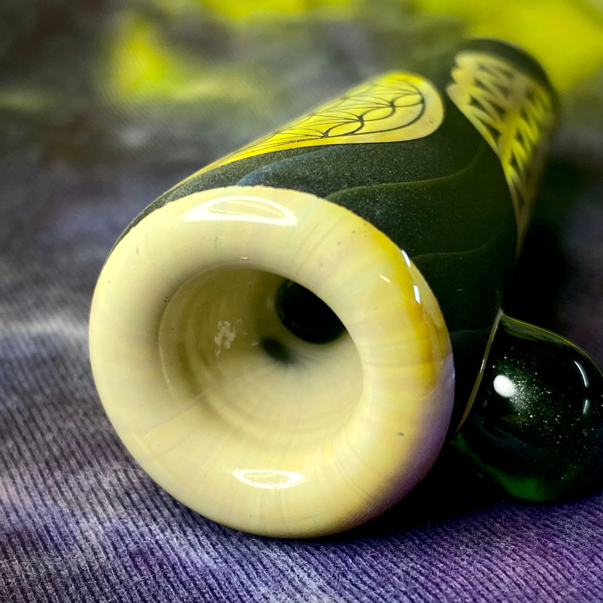 Sandblasted Sacred Geometry Chillum by Little B Glass