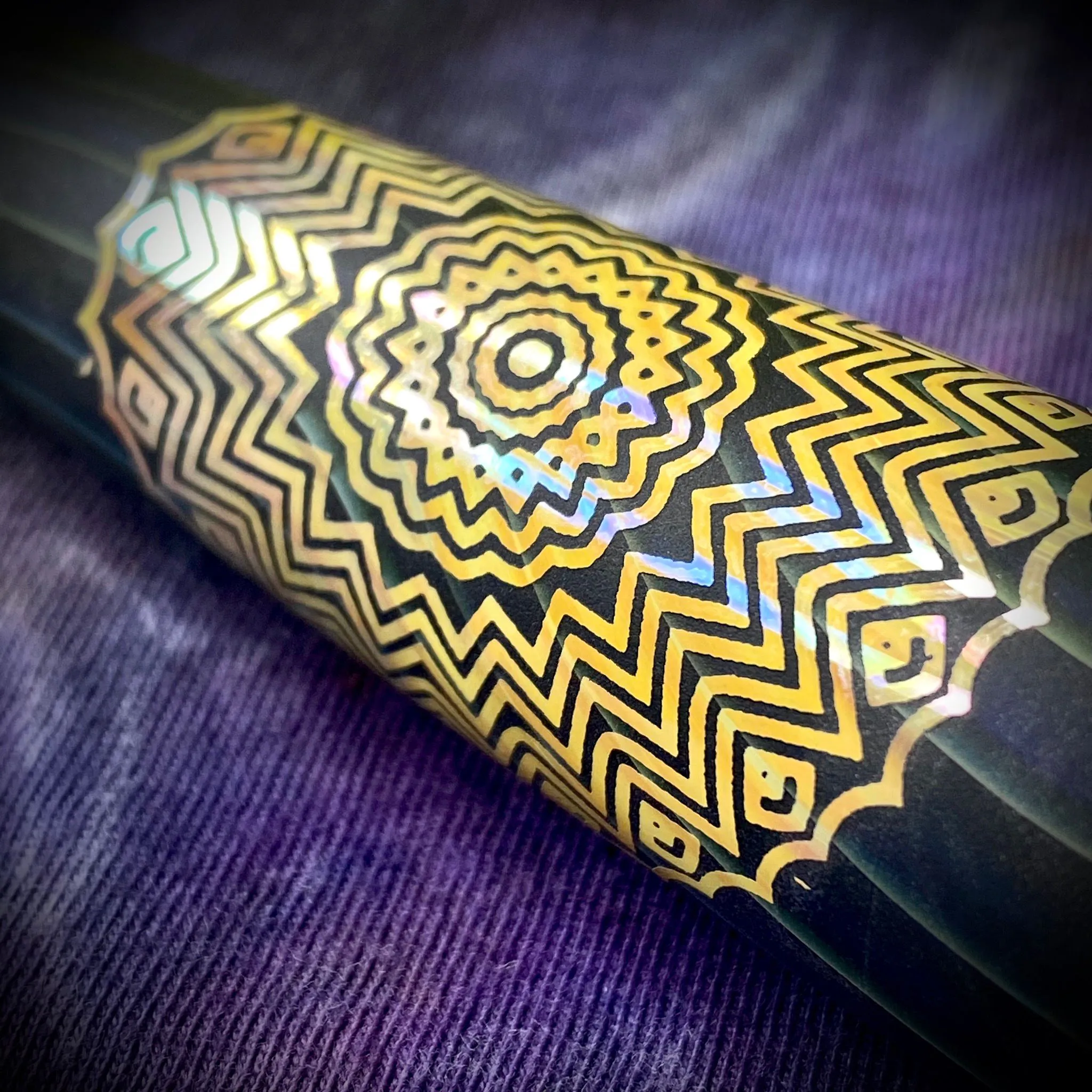 Sandblasted Sacred Geometry Chillum by Little B Glass