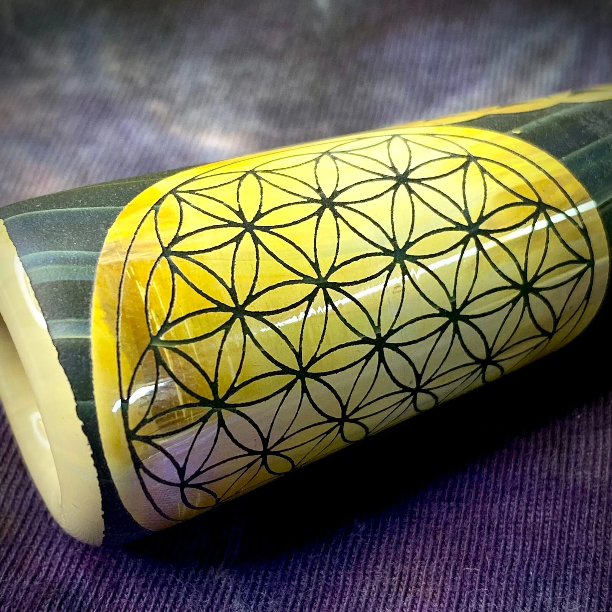 Sandblasted Sacred Geometry Chillum by Little B Glass