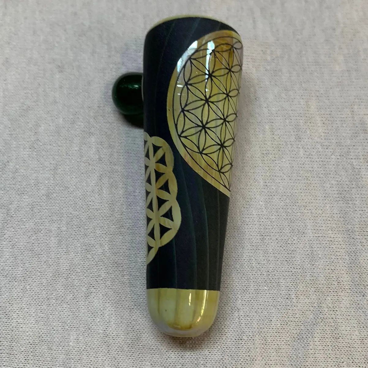 Sandblasted Sacred Geometry Chillum by Little B Glass