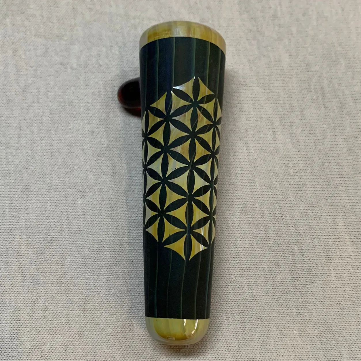 Sandblasted Sacred Geometry Chillum by Little B Glass