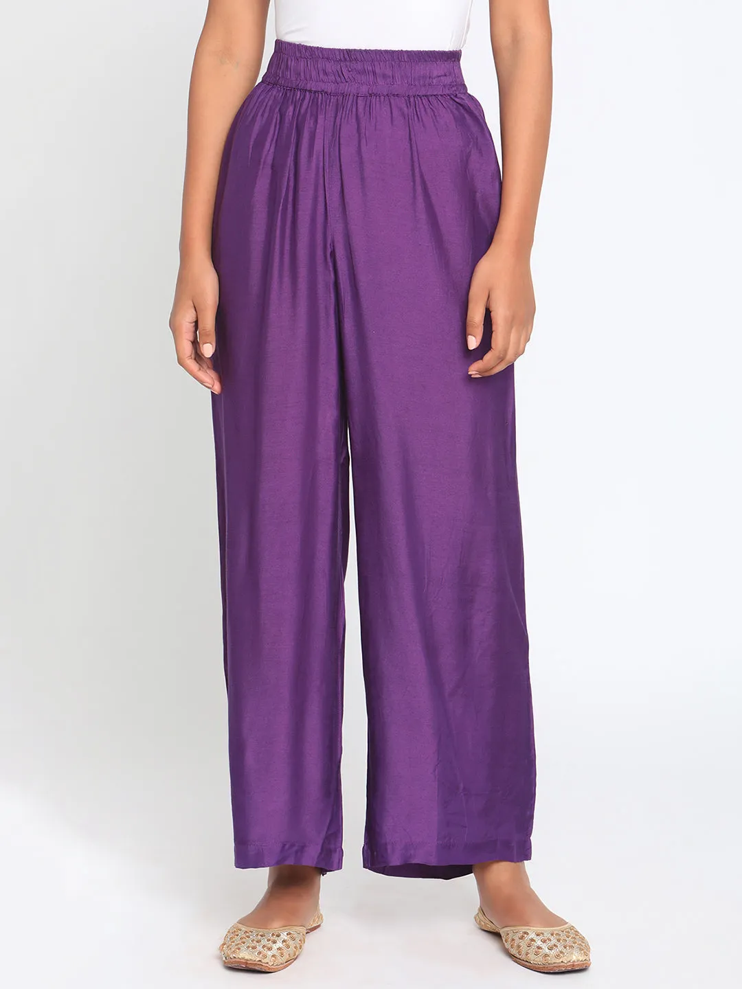 Silk Purple High waist Pant