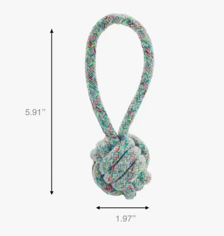 Small Dog Rope Ball and Rope Ball with tug Loop