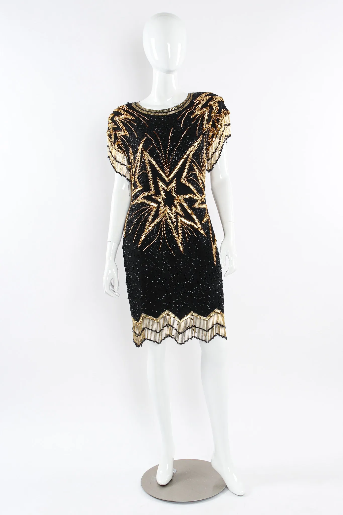 Star Beaded Fringe SIlk Dress