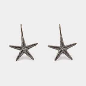 Starfish - dangly earrings - silver 925 - dark rhodium plated