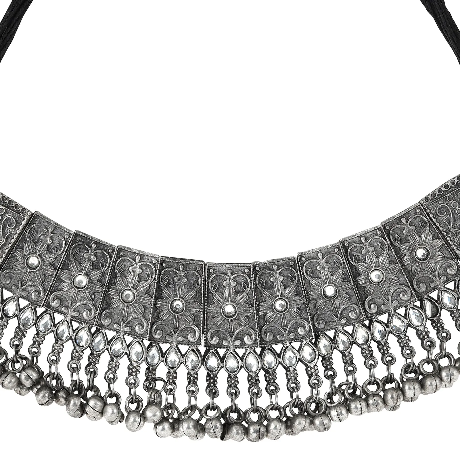 Teejh Aanchal Silver Oxidised Necklace Set